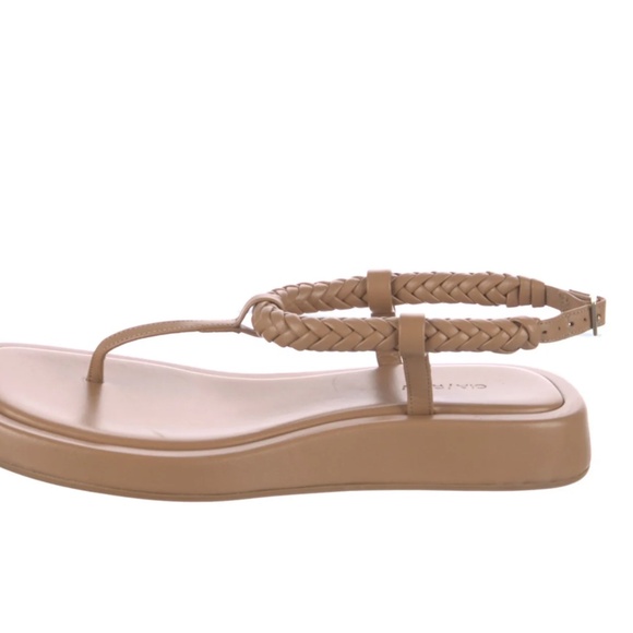 NEW GIA BORGHINI x RHW Flat Hazelnut (Nude/Tan) Leather Thong Sandal Size 37 - Picture 10 of 12